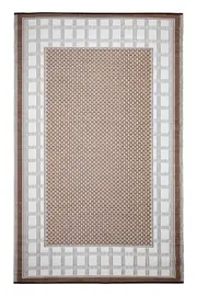 Chestnut & Walnut Brown Europa Geometric Reversible Recycled Plastic Outdoor Rug - Weatherproof Rug, Recycled Plastic, Sustainable, Eco Friendly UV Resistant, Durable Outdoor, Patio Rug