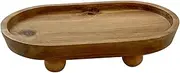 Aymzbd Mini Wood Riser Multifunctional for Display Decorative Tray Wooden Pedestal Stand for Home Living Room Entryway Decoration, Oval 11.8x19.8x4.3cm