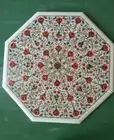 30" white marble table top corner coffee center inlay lapis home decor c15
