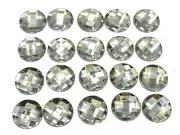 100 Clear Acrylic Flatback Rhinestone Faceted Round Gems 14mm No Hole