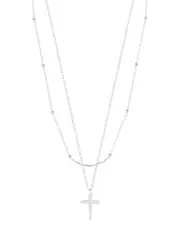 Glaze Jewelry Silver CZ Cross Layered Necklace