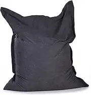 UYSOFRCV Square Lazy Sofa Cover Extra Large Cushion Measures Bags (Without Filling) Premium Cotton Linen Cover Bean Bag Chair Indoor Seat Bag,Black