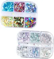 NOLITOY 2sets Nail Decal Set for Manicure Creative Nail Stickers Easy DIY Art for Parties Festivals More 2boxes*2
