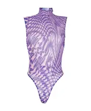 star-print mesh bodysuit FR44,FR46 Purple