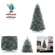 Pre-Lit Artificial Full Christmas Tree, Blue, North Valley Spruce, White Ligh...