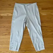 NWT J. Jill Linen Stretch Button Hem Pants in Zinc White SZ XL Side Zip