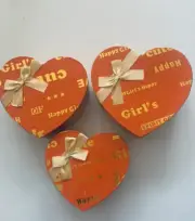 3x GIFT BOX SET Black Apple Love Heart Nesting Orange Gold EMPTY Stacking NEW