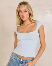 [Mooloola] Mooloola Women's Haylee Top in Light Blue Size 4 4 Light Blue