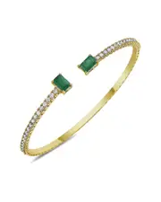 Forever Creations 14K 2.85 ct. tw. Diamond & Emerald Flexible Bangle Bracelet