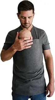 Lalabu Dad Shirt | Original Babywearing T-Shirt with Kangaroo Pouch | Baby Wrap Carrier for Newborns & Infants | Baby Wrap Carrier for Newborns | Essential for New Dads | Simple Gray, Small