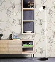 JLHOUSE 8305-3 Peel and Stick Wallpaper Floral Self Adhesive Contact Paper Beige Vintage Breezy Vinyl Wallpaper Removable for Bedroom Livingroom Decoration (44 x 300cm)