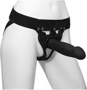 Doc Johnson Body Extensions - BE Bold - Hollow Strap-On System - Silicone Harness with Elastic Waist Band and Large Hollow Dildo