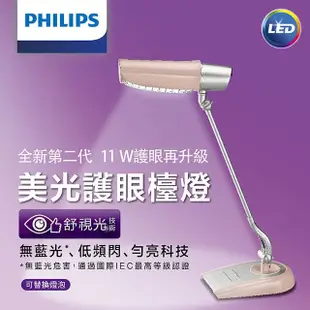 PHILIPS飛利浦 第二代 LED 11W 美光廣角護眼檯燈 FDS980PN/FDS980粉 現貨 廠商直送