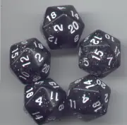 RPG Dice Set of 5 D20 - Glitter Black