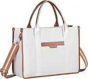 Laptop Tote Women,RAVUO 15.6inch Ladies Canvas Computer Teacher Handbag Business Briefcase for Colleage W Detachable Shoulder Strap