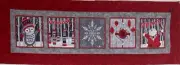 Adorable Owl & Snowman Retro Red, White and Grey Winter Table Runner Quilt Top