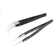 Ceramic Reverse Tweezers Non Conductive Anti-Static Heat Resistant Tweezers Big Curved/Straight Tweeze