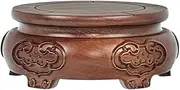 Planter Display Stand Round Bonsai Teapot , with Relief Sulpture Rosewood Base Racks(Small)