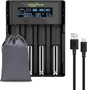 21750 21700 Battery Charger, 4 Slots 18650 Battery Charger 21750 18650 21700 Charger for 20700 22500 22650 26650 26700 16340 (R) CR123. 17650 17670 Rechargeable Battery with PCB Protection Board