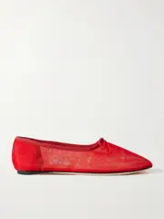 [Loeffler Randall] Loeffler Randall - Landon Soft Bow-detailed Mesh Ballet Flats - Red - US6.5 US 6.5 Red