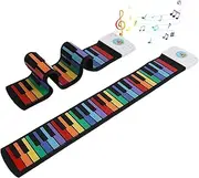 49 Keys Roll Up Piano, Portable Rechargeable Digital Electric Foldable Piano Keyboard with 47 Timbre, 128 Rhythms, 14 Demo Songs, Nice Beginner Boys Girls Teens