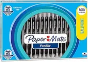 20 Count PaperMate Profile 1.4B Black Pens