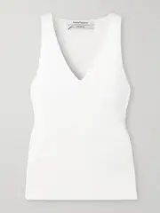 [Another Tomorrow] Another Tomorrow - Ribbed Jersey Tank Top - White - medium medium White