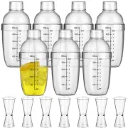 7 Pcs Plastic Cocktail Shaker Set Drink Mixer with Mark Clear Drink Cocktail ...