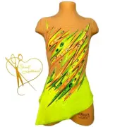 Rhythmic Gymnastics leotard aesthetic gymnastics body, green, orange, yellow