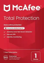 McAfee Total Protection 2025 1 Device 1 Year Antivirus Security