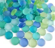 ROOFOO Flat Marbles Glass Gems Pebbles Gemstone Vase Fillers Beads for Vases Gems Aquarium Floral Stones Decorative,Mancala Board,Craft Mosaics,Garden Plants,DIY Ornaments,Frosted Ocean Style,0.68 LB