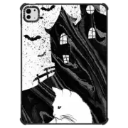 iPad Pro 11-inch (M4) iPad Impact Case White cat and monster house - Halloween