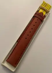 Time Fashions - 19mm Brown Genuine Leather Waterproof Padded Stitched WatchBand