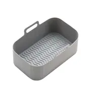 Grey Rectangle Reusable Baking Tray Air Fryer Durable Silicone Pot Basket Liner