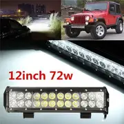 12Inch 72W LED Work Light Bar Spot Flood Combo Beam 6000K for Off Road 4X4 ATV 4WD UTE