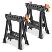 Orange 1000 LBS Foldable Light Weight Handy Bench Retracted Clamp Saw Horse Pair