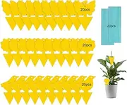 Aieve 60 Pcs Sticky Traps, Yellow Dual-Sided Sticky Insect Catcher, Fruit Fly Fungus Gnat Trap Killer with Twist Ties, for Whiteflies Mosquitos Fungus Aphids Leafminers Indoor Outdoor