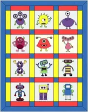 Precut Quilt Kit KIds Applique Quilt , Monsters and Robots 54.5 x 69.5
