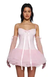 [Sugar Thrillz] Festive Realm Glitter Dress And Gloves Set