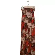Ace Fashion Womens White Orange Smoked Strapless One Piece Jumpsuit Size Large