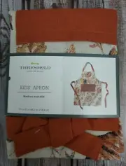 Threshold Kids' Chef Apron Cotton Tie Back ORANGE/BEIGE Floral NEW