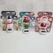 Santa Elf Snowman Solar Dancer Bobble Heads Set of 3 Christmas New