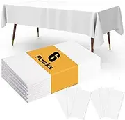 6 Pack Plastic Table Cloth for Party, 54"x108" White Tablecloths for Rectangle Table - Decorative Plastic Tablecloth for Camping, Waterproof & Stain-Resistant(White)