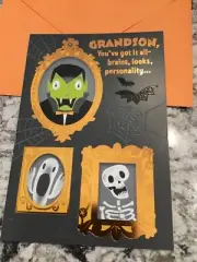 Halloween Grandson You Got It All Fang-Tastic 5.5X8” Lg. Hallmark Greeting Card