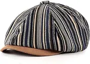 [LAIFEKE] Men and Women‘s Striped Octagonal Cap Casual Retro Newsboy Cap