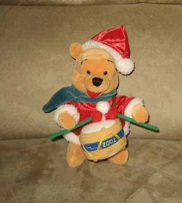 8" Disney Bean Plush 2001 Christmas Drummer Boy Pooh