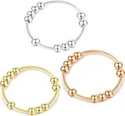 3pcs/lot Fidget Ring for Women, Worry Anxiety Rings Beads Fidget Spinner Rings for Men