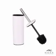 Moda At Home 305924-WHT Toilet Bowl Brush & Caddy, White - Quantity 1