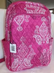 VERA BRADLEY Large Laptop Backpack - Stamped Paisley Pink - Padded Section NWT
