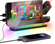 Projection Alarm Clock Colorful Alarm Clock with Radio Mirror Surface with 11 RG